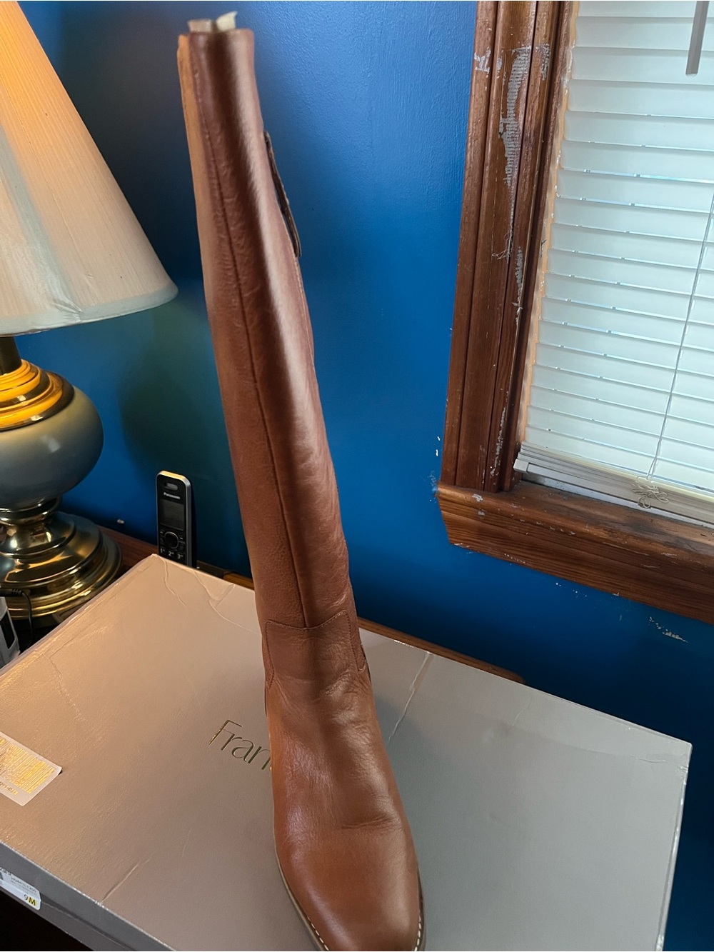Franco Sarto Chestnut Brown Leather Knee-High Heeled Boot